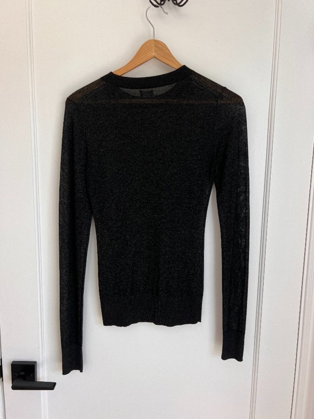 Aritzia Talula Sheer Black Long Sleeve Top (Size S)